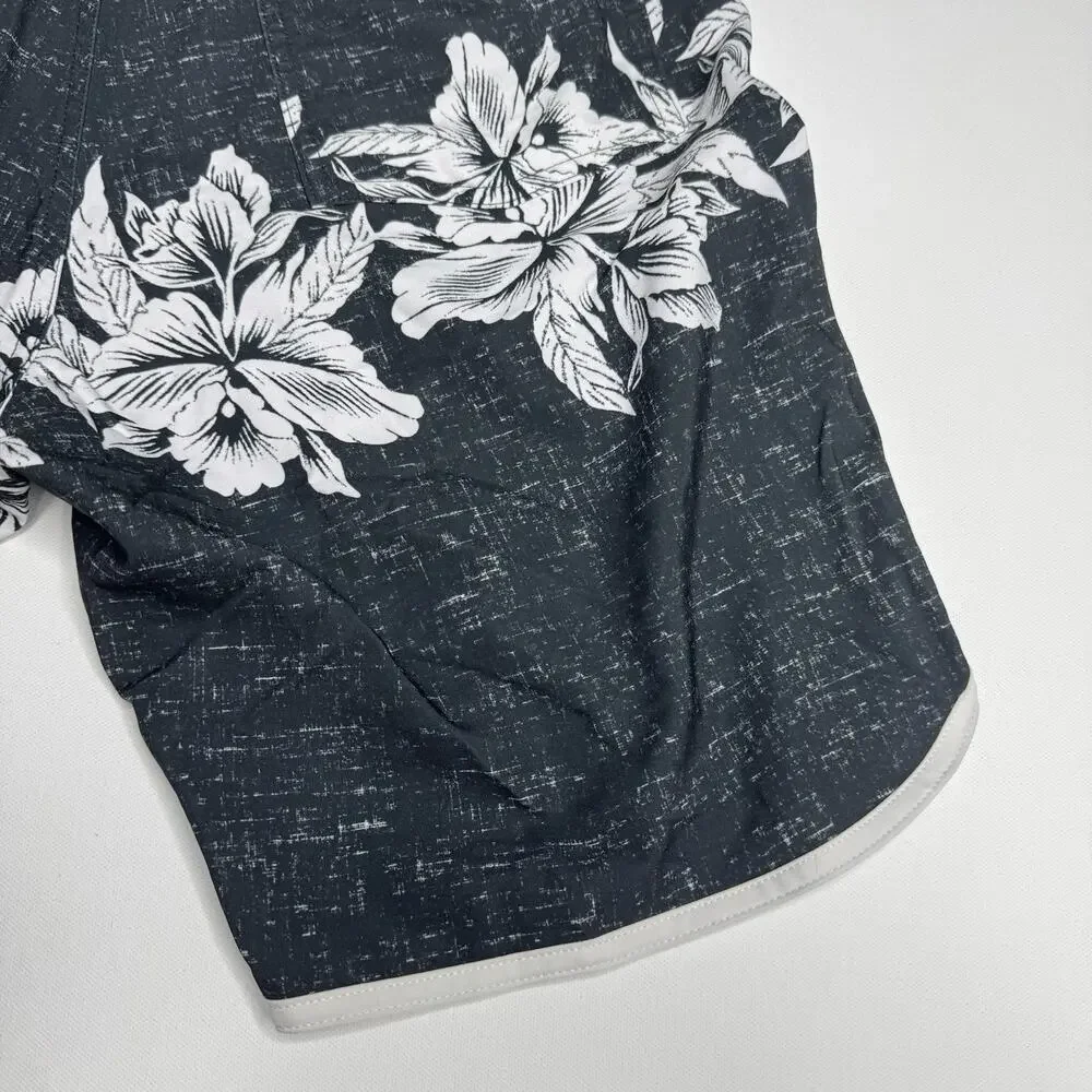 Old Navy California Floral Board Shorts Men’s Size 30 Black White Swim Trunks